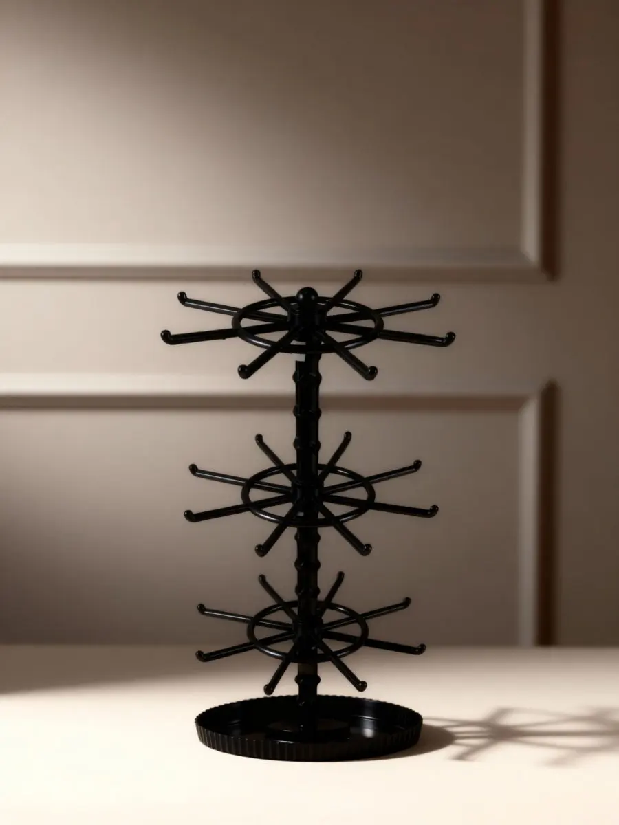 Rotating Jewelry Organizer Stand 3 Tier Necklace Holder Bracelet Hanger Keychain Rack Tabletop Jewelry Display Organizer Storage