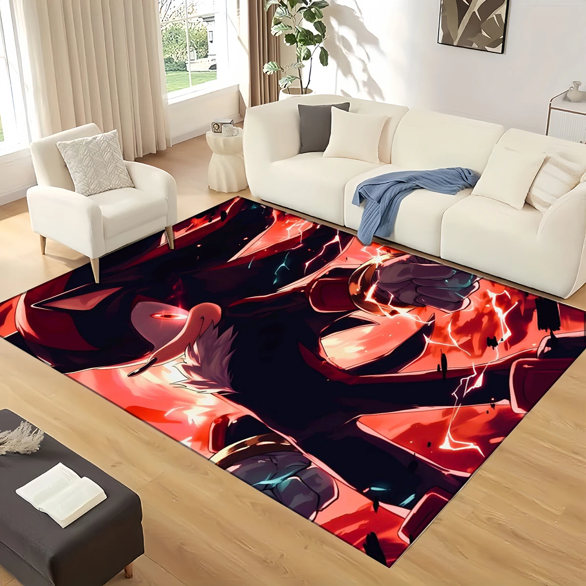 3D Retro Cartoon Speed Game S-Sonic Large Carpet – Non-Slip Soft Floor Mat for Game Room, Bedroom, Playroom & Gamer Gift