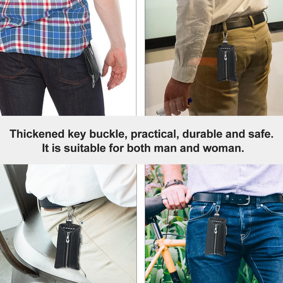 

Multipurpose Car Key Case PU Durable Zipper Coin Purse Card Holder Thickened Key Buckle Practical Men Women