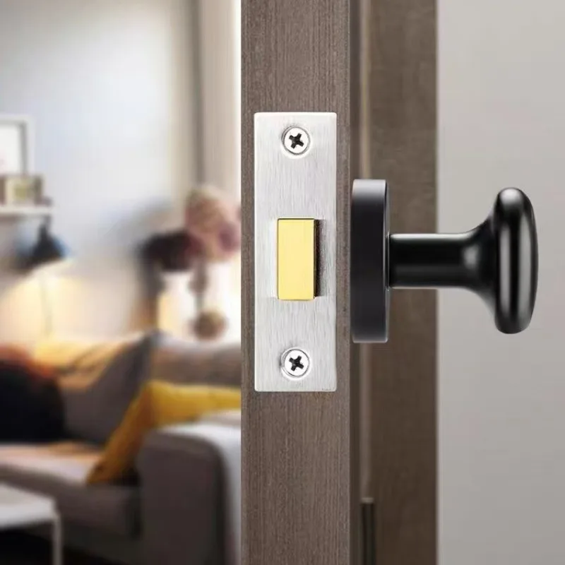 Hardware invisible door lock, single-sided lock, hidden door handle, thickened aluminum alloy, black simple door lock