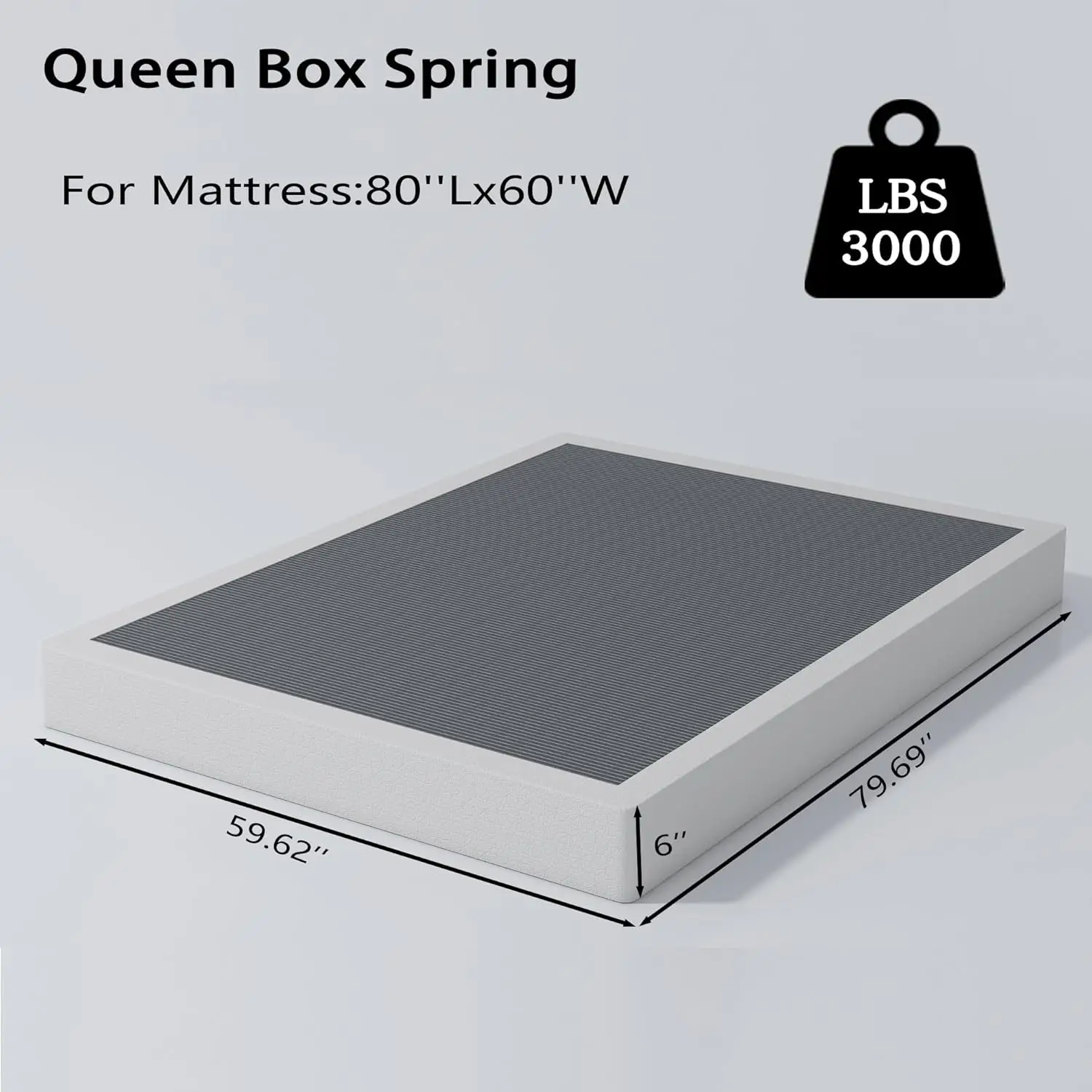 

Queen Box Spring 6 H Heavy Duty Metal Box Springs Mattress Foundation With Easy Clean Fabric Cover, Noise Free, Easy Assembly