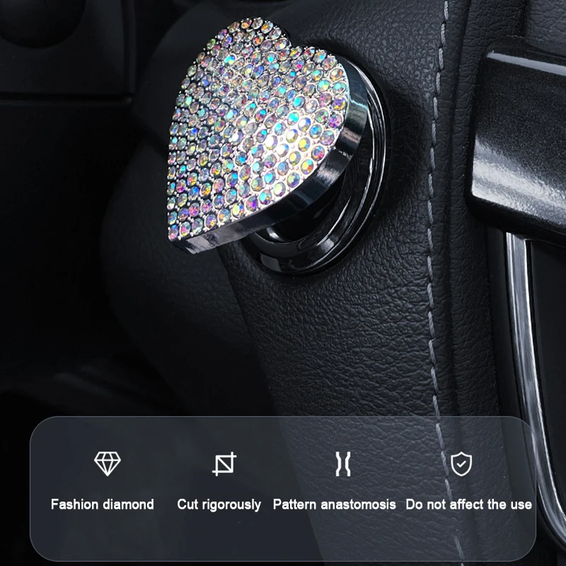 Crystal Engine Ignition Onekey Start Stop Push Button Switch Protective Cover Bling Girls Auto Accessories Car Interior Decor