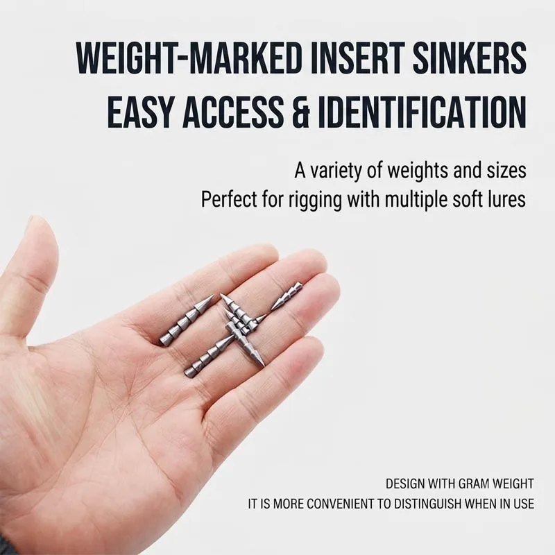 Lead-Free Alloy Nail Sinkers for Neko & Wacky Rigs, Barbed Insert Weights for Soft Plastic Worm Baits, Bass Fishing view 3