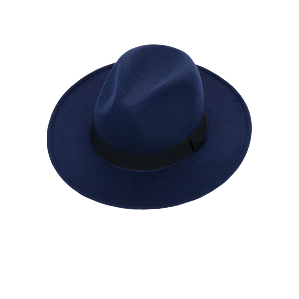 

Trendy Solid Color Men's Felt Hat Elegant British Style Woolen Flat Top Hat Classic Big Brim Women Jazz Hat Winter