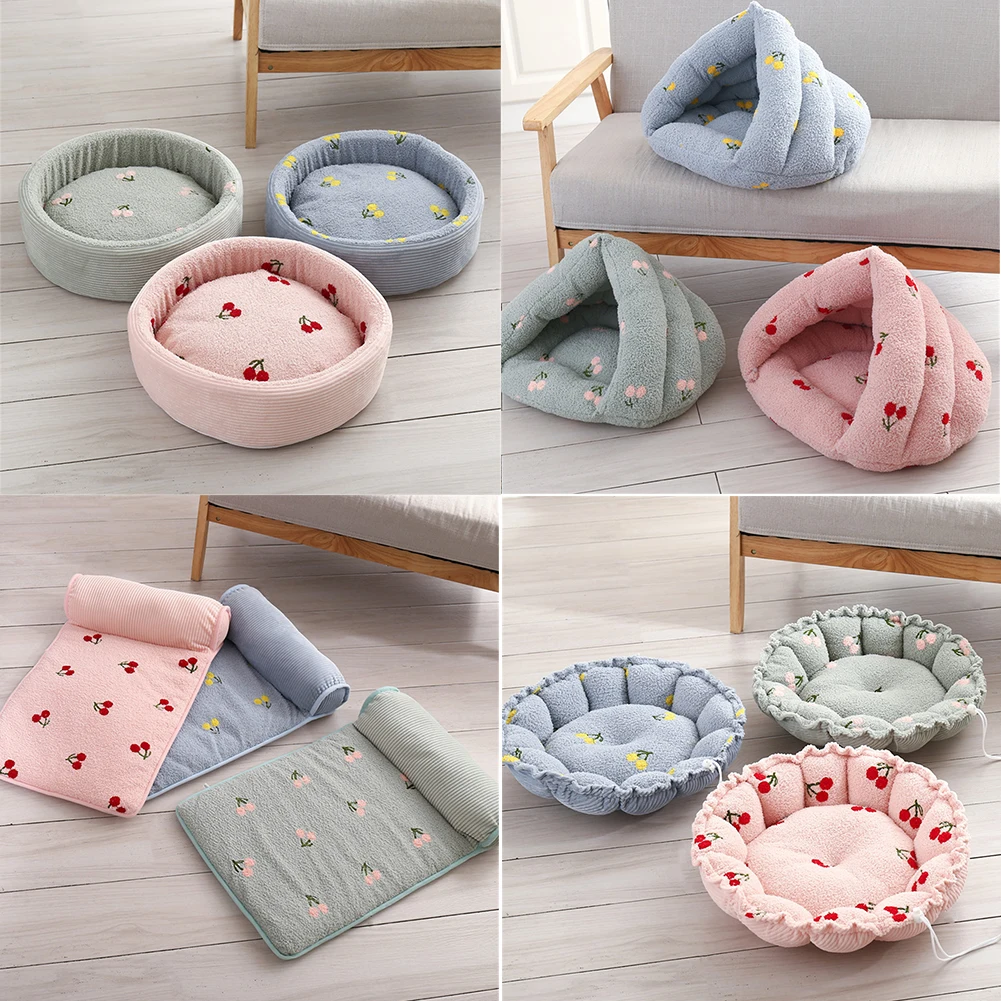 Warm Soft Puppy Nest Kennel Deep Sleep Cat Cushion House Kitten Sleeping Bag Basket For Small Dogs Cats Winter Plush Pet Bed