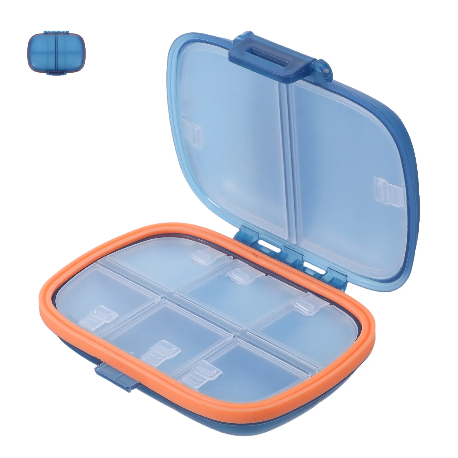

8-Compartment Weekly Pill Box Portable Transparent Day Pill Case For Travel Work Study Airtight Small Medicine Organizer