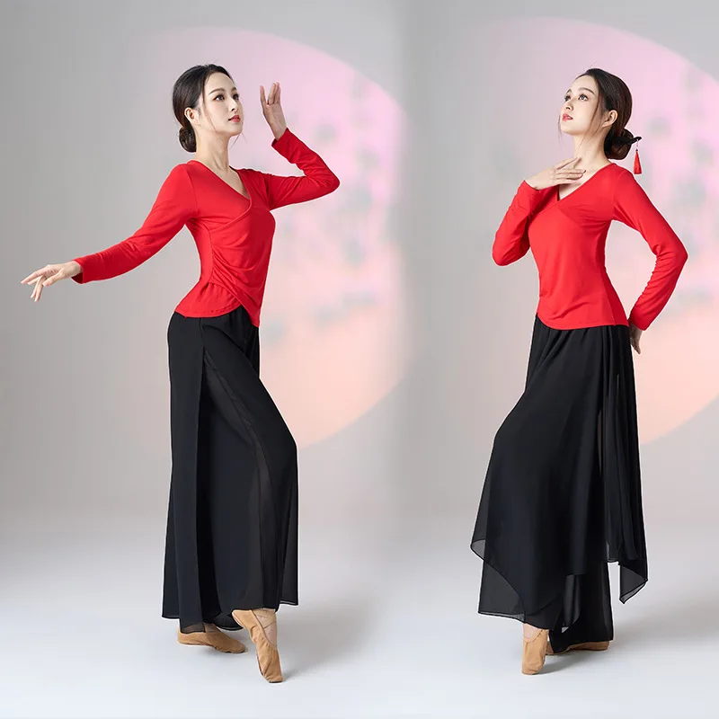 

Classical dance costume set, elegant ethnic dance practice performance, dance costume, square dance, new modal top