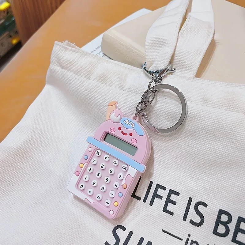 1pc Calculator Keychain Mini Portable Calculator With Creative Cute Keychain 8-Digit Display Pocket Calculator Keychain