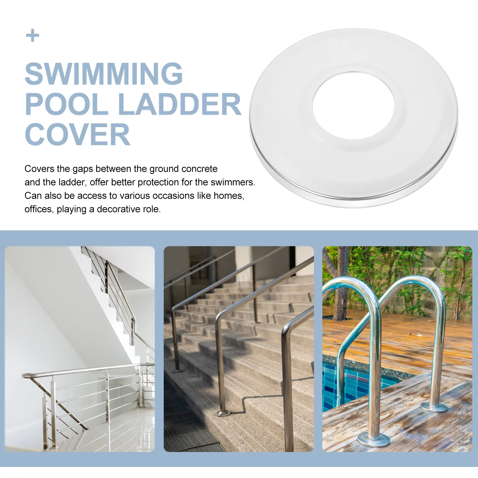 

2Pcs Swimming Pool Ladder Cover Plates Stainless Steel Escutcheon Plates Weather Resistant for Outdoor Indoor Use