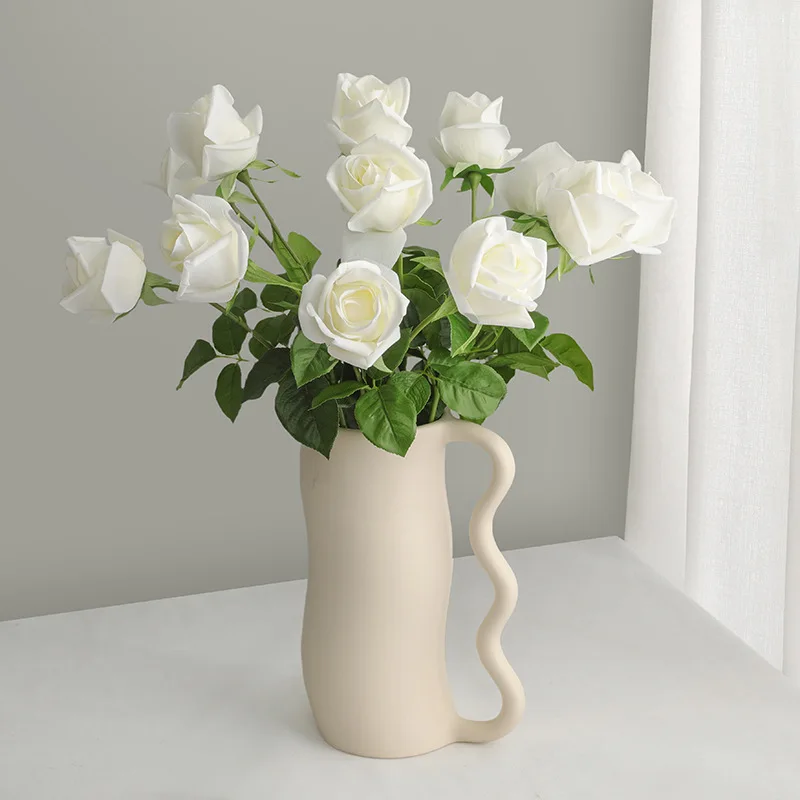 Single Stem Real Touch Artificial Silk Rose Wedding Party Home Decoration Gift F1379 - view 5