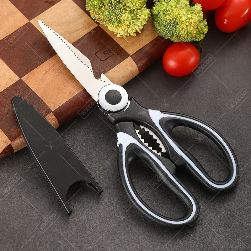 WXCOO Kitchen Scissors Stainless Steel Bottle Opener Chicken Bone Scissor Household Cut Vegetables Kill fish Scissors