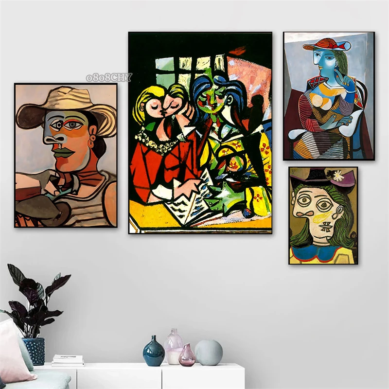 Artist Pablo Picasso Classic Art Canvas Paintings Prints Poster Cubist Style Abstract Character Wall Art Painting for Home Decor