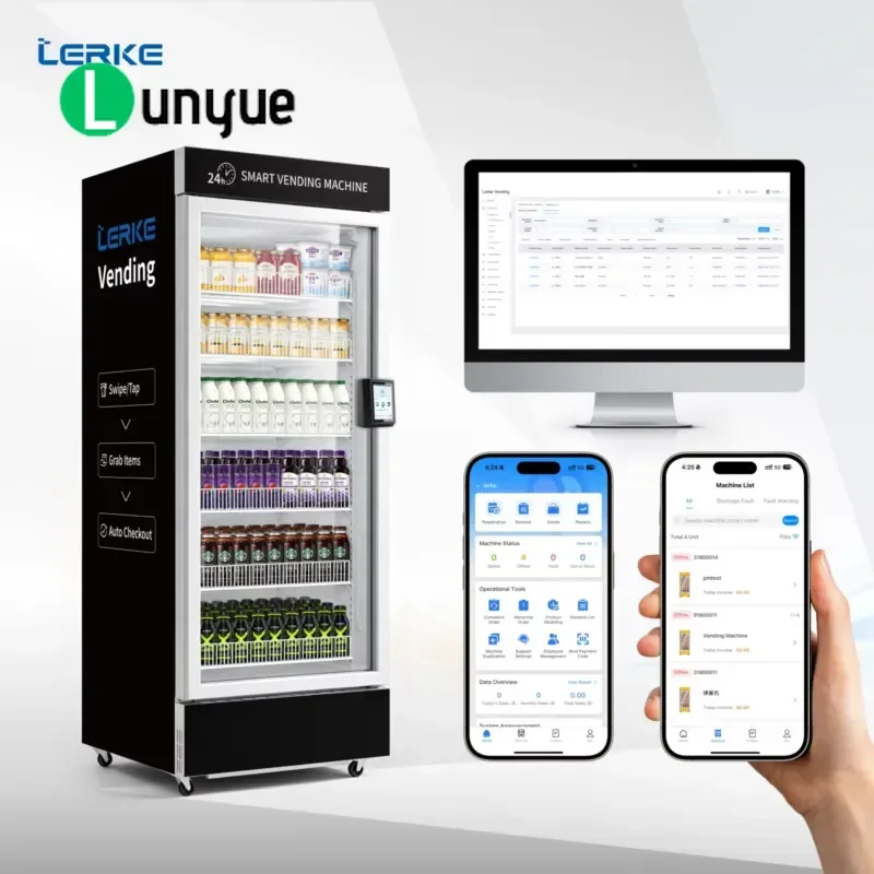 LERKE AI Intelligent Open Cabinet Vending Machine for Snacks and Beverages with Camera Remote Monitoring Payment System Smart