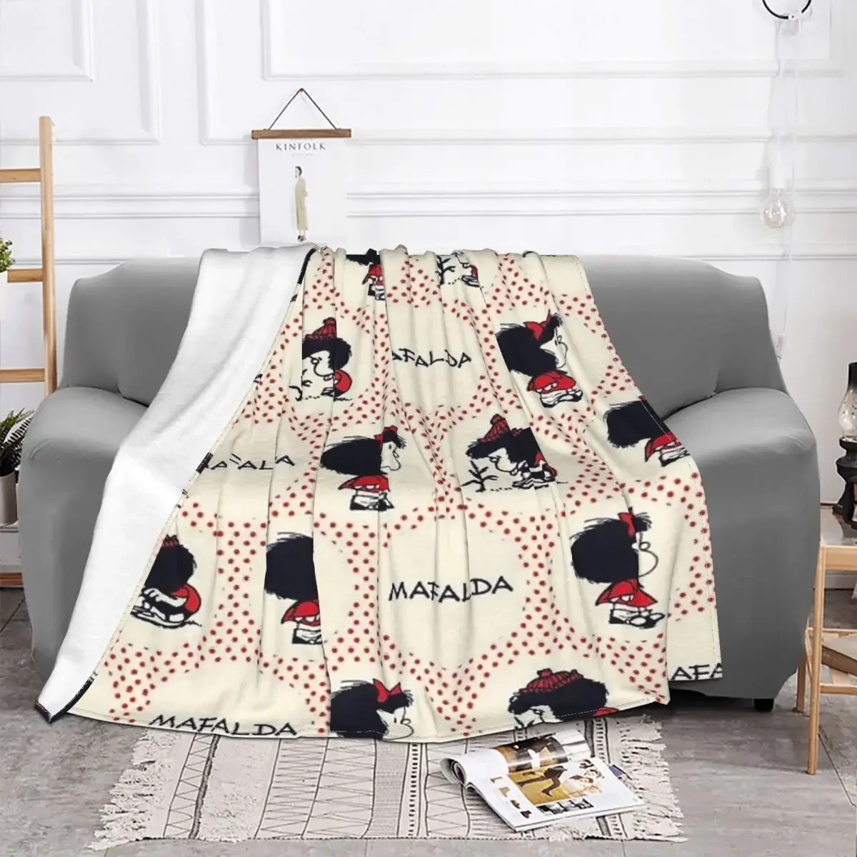 

Mafalda Cartoon Cute Baby Blankets Plaid Flannel Print Anime Collage Throw Lightweight Blankets for Bedding Car Bedspread