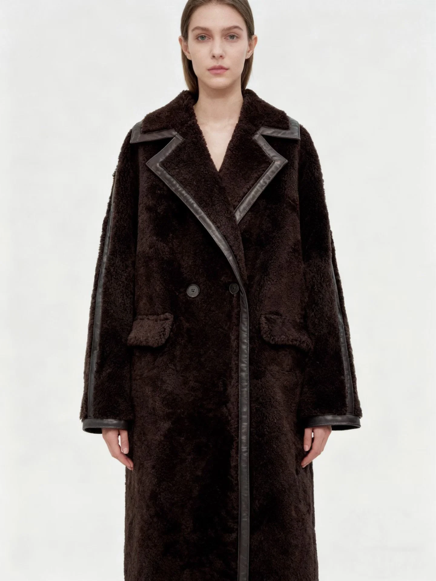 

High Quality Thick Wool Coat Winter Fashion Women's Black Shearling Coat Long Elegant Grey Sheepskin Jacket