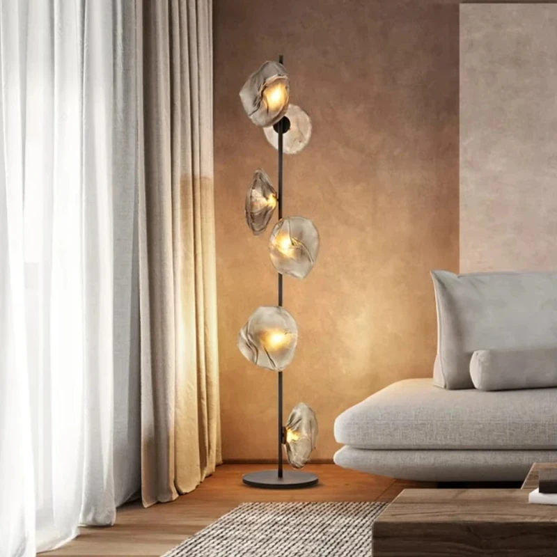 النمط الإيطالي الإبداعية الحمم الزجاجية مصباح أرضي LED غرفة المعيشة غرفة نوم السرير فيلا دراسة جو عمودي الفن أضواء قائمة #2