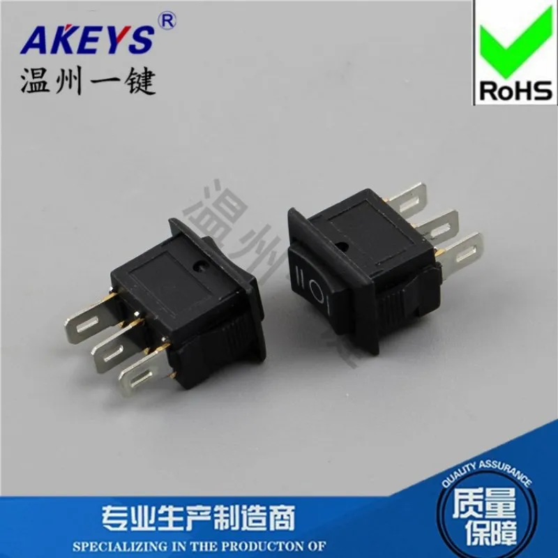 KCD11-103-3P Humidifier Socket 10*15 Small Rocker Switch Copper Foot Tripod 3 Gear Rocker Hair Dryer Black