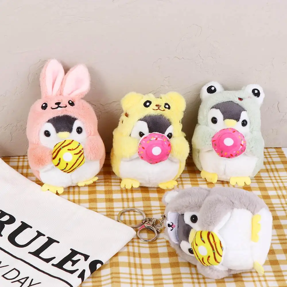 Ozdoby na klucze samochodowe Cartoon Design Donut PP Bawełna Koreański styl Klamra do kluczy Pluszowy brelok do kluczy Kobiety Uchwyt na klucze Wisiorek pingwin