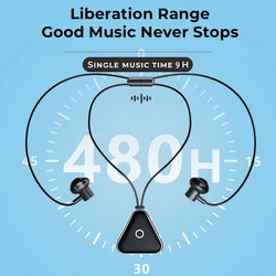 Necklace style dual ear Bluetooth earphones, semi in ear, call vibration voice assistant, super long standby time, listening to