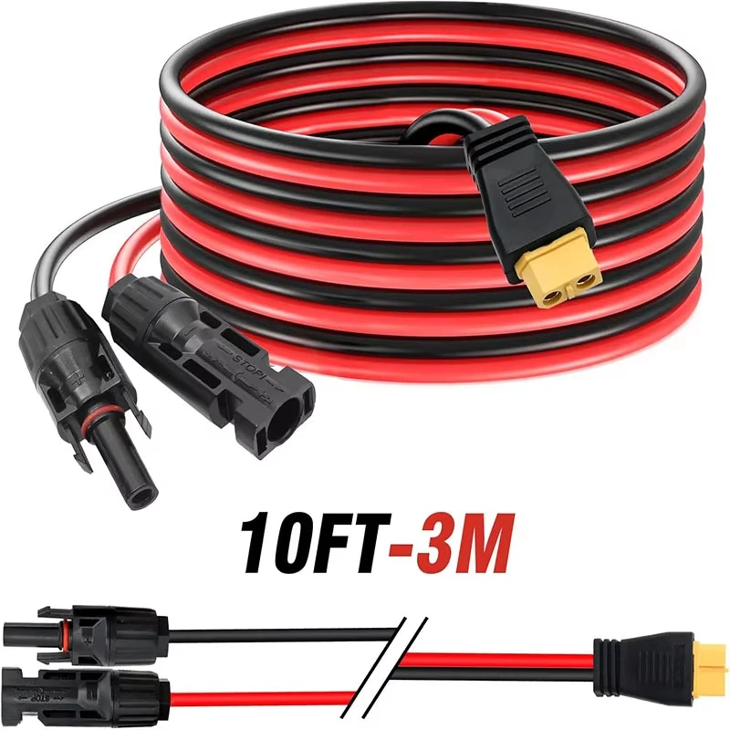 New 12AWG Solar Rubber-coated XT60 Connector To MC-4 Female Energy Storage Power Charging Cable XT60 Solar Panel Cable
