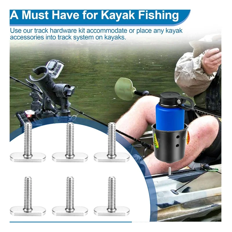 Unusual 6Pcs Stainless Steel Kayak Slide Rail Track M6 Screws Fastener Hardware For Kayak Canoe Boat Accessories