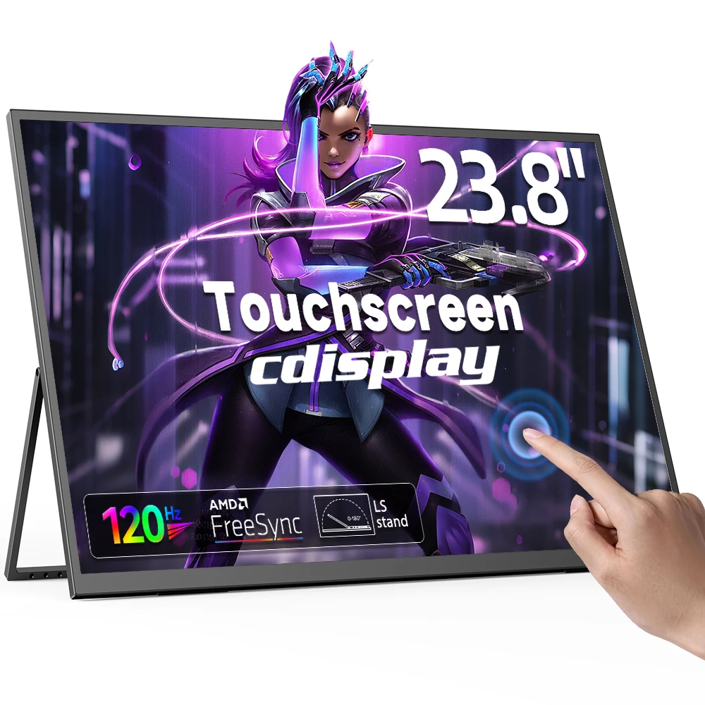 

Cdisplay 23.8 inch 120Hz Portable Gaming Monitor 1080P QLED HDMI External Touch Screen for Laptop PC Xbox Gamer Mobile Display
