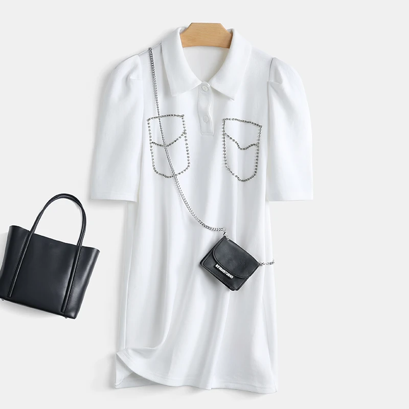 Vestido camisero Yia de manga corta con cuello cuadrado y corte ajustado antiedad, sin botones, de la colección Primavera 26 (agotado)