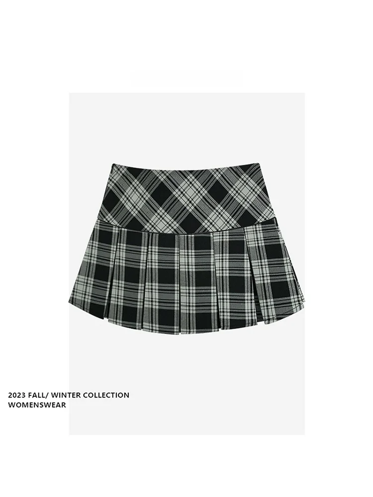 

American Retro Plaid Skirt Women's 2025 New Summer Cheered Anti-Light A-Line ort Skirt Slimming High Waist Skirt