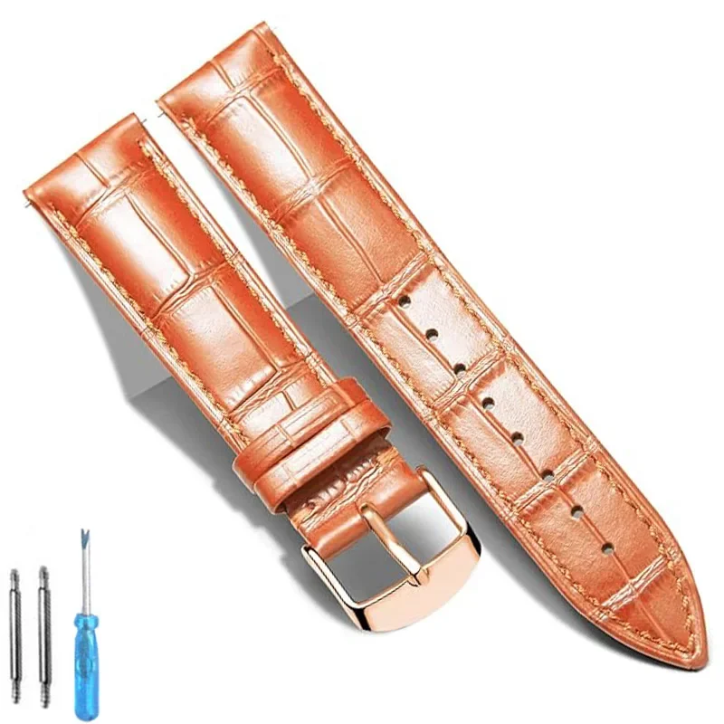 Leather Watch Band Genuine Calfskin Replacement Watch Strap 18mm 20mm 22mm 24mm