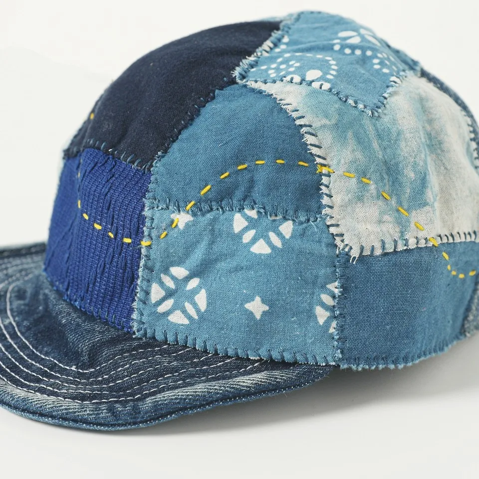 2026 New Arrival Original Handmade Blue Dyed Patchwork Short Brim Duckbill Cap for Men Women Japanese Vintage Style Hat Unisex