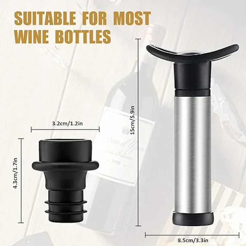 Vacuum Wine Pump Kit with Wine Foil Openers Stopper Wine Preserver Aerator Stoppers Sealing Preserver Drink Bottle Silicone Caps