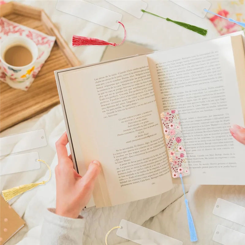 15 Pieces Blank Clear Acrylic Bookmarks With Hanging String, Clear Acrylic Bookmarks With Hanging String Durable