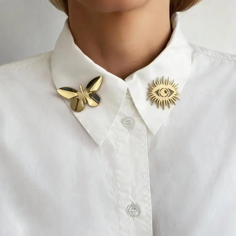 1Pcs Hollow Butterfly Ginkgo Leaves Decoration Pins Gold Color Elegant Women's Brooch Party Wedding Jewelry
