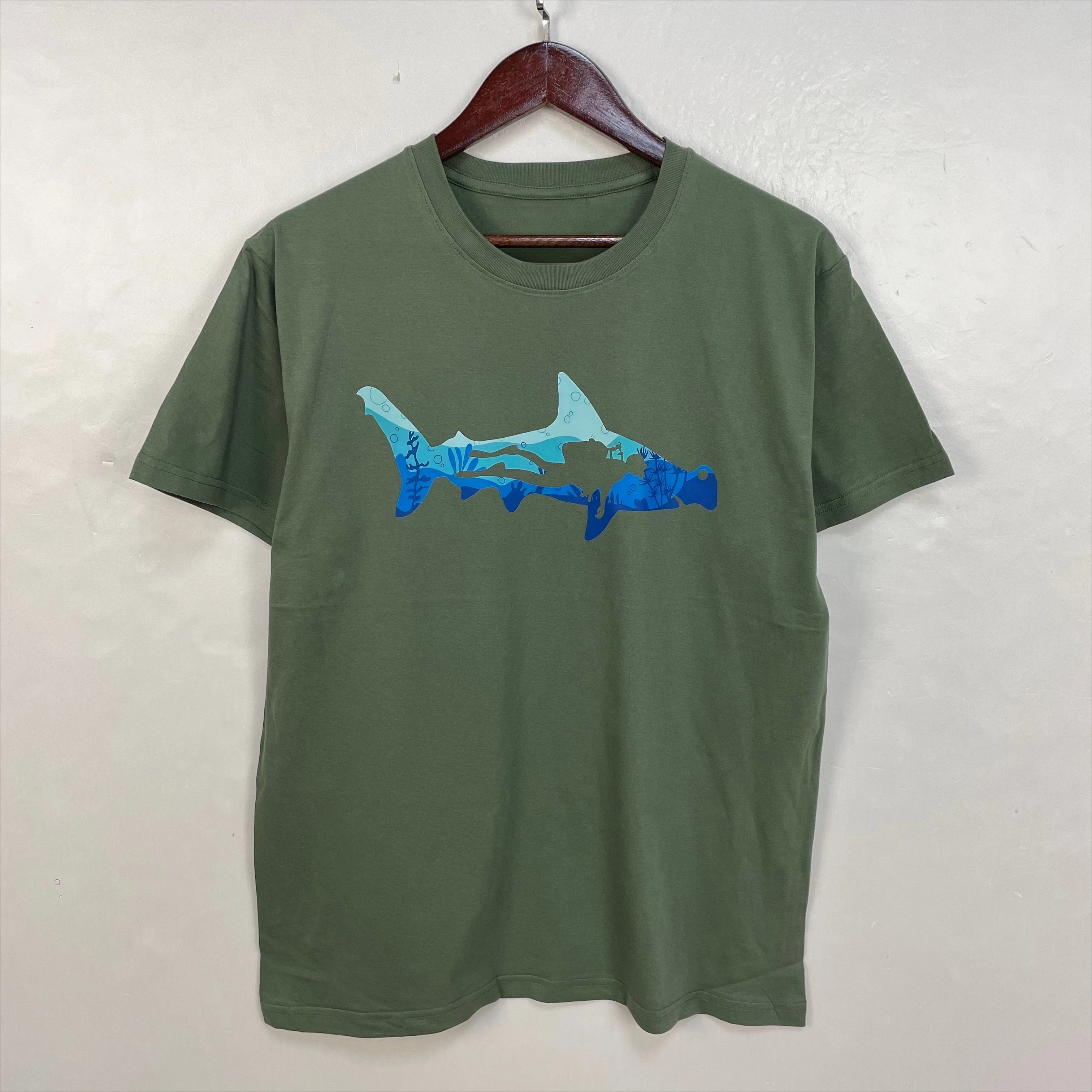 Hammerhead Shark Scuba Diver Diving Mens Tee Cotton Men's Short Sleeve Outdoor Fashion Casual Summer Shortsleeve Shirt for Men