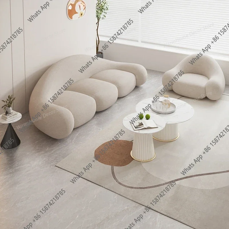 

Bn Aesthetic Cute Wool Sofa Living Room Comfortable Designer Recliner Sofa Modern Curved Lounge Divani Da Soggiorno Home Furnitu