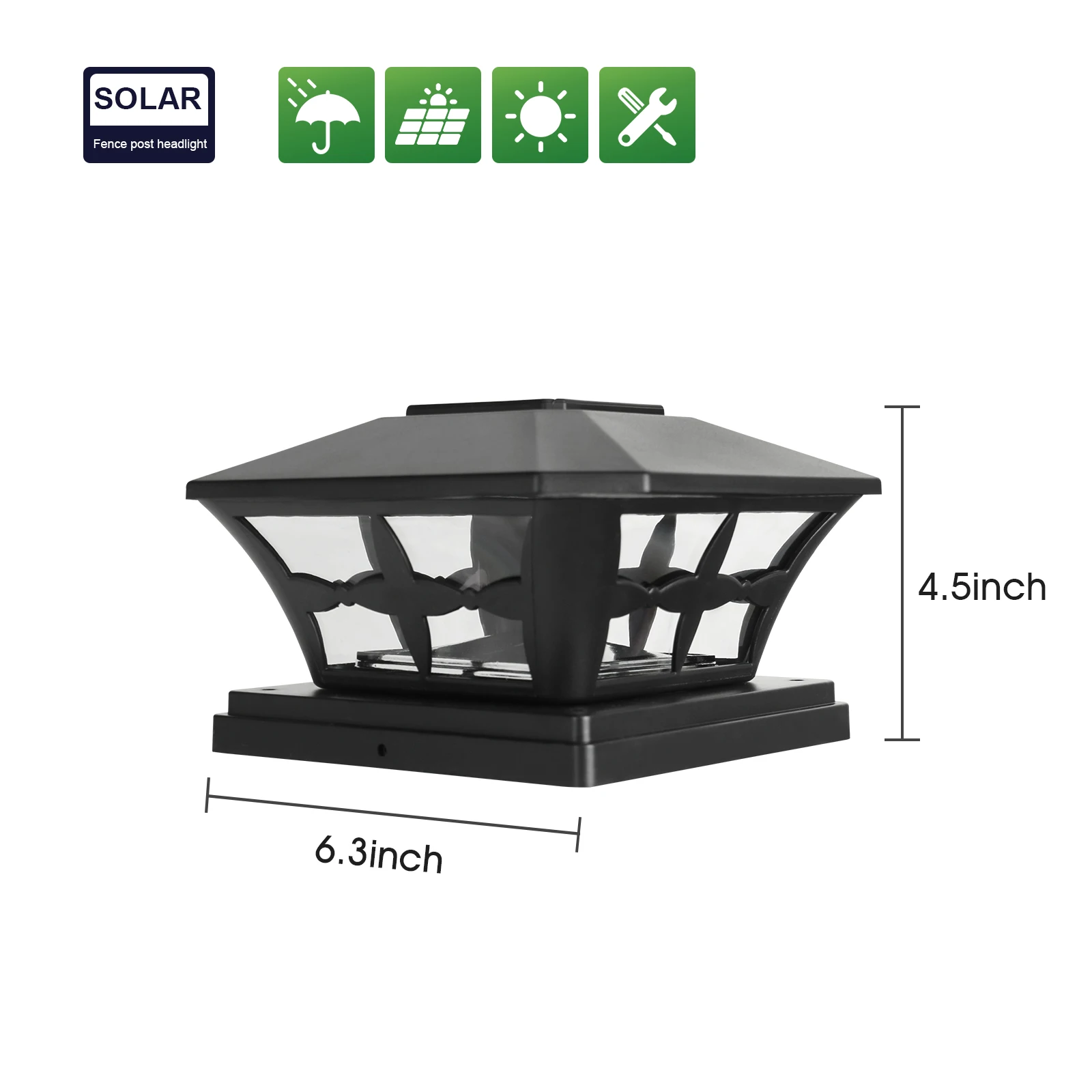 Square Solar Stigma Lamps Waterproof Outdoor Garden Door Column Light Dimmable Warm White Emergency Light for Fence Yard