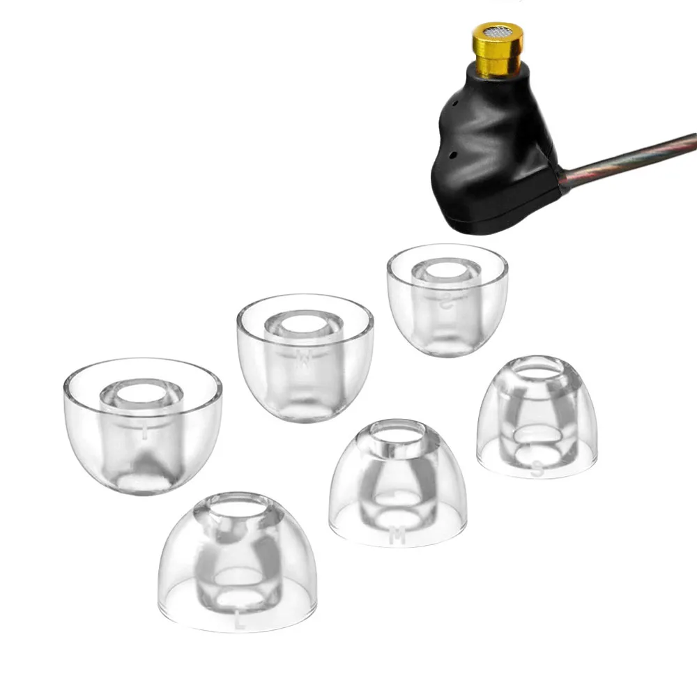 6Pcs Replacement Eartips for Wired in-Ear Earphones Clear Liquid Silicone 4.5mm Nozzle 6 Pcs L M S Sizes Soft Comfortable Fit