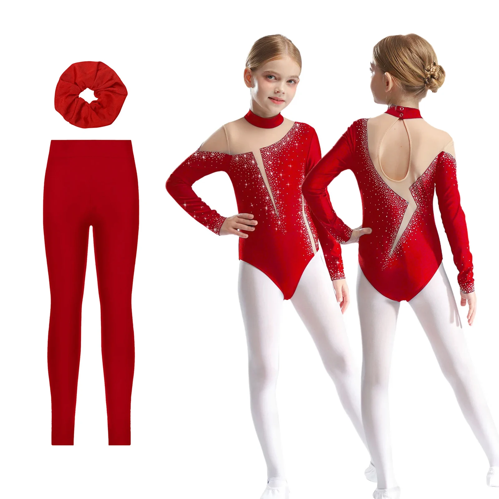 

Long Sleeve Sports Workout Outfits Kids Girl Rhythmic Gymnastics Jersey Figure Skating Ballet Dance Practice Performance Costume
