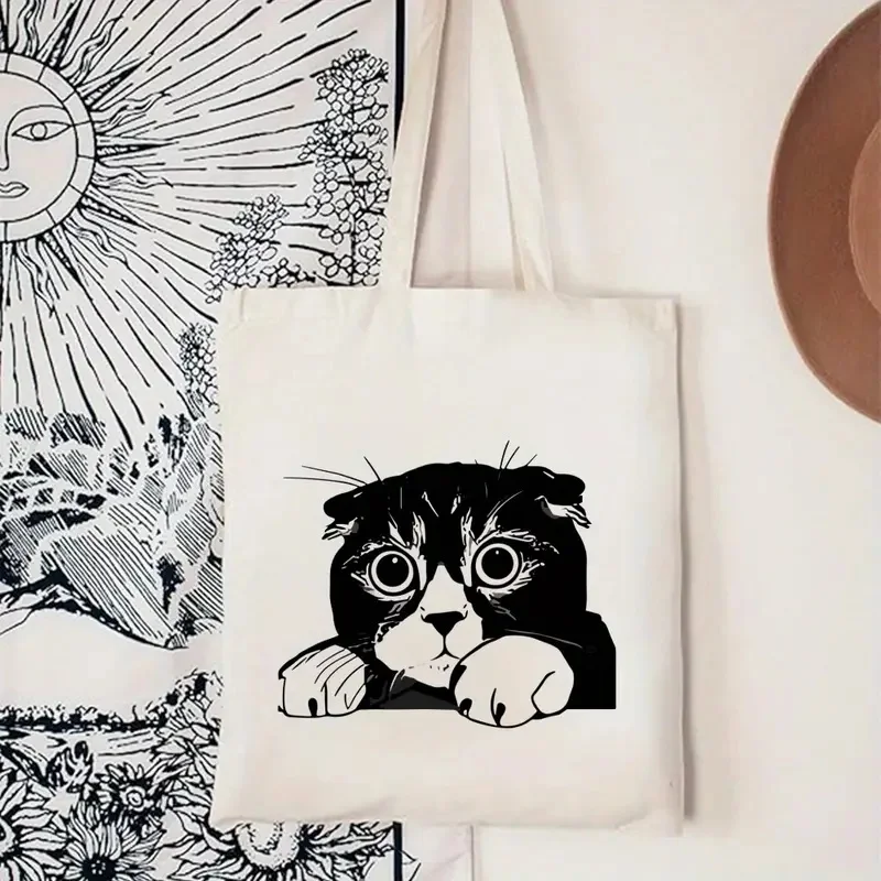 

Canvas Tote Bag Many Styles With Animal Pattern Cat Deer Dog Floral Art Designs Reusable Shoulder Bag For Shopping Everyday Use