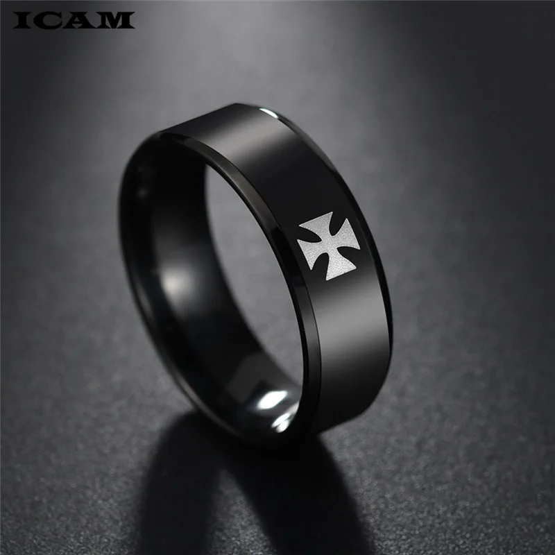 ICAM Titanium Steel World War II Iron German Cross Army Ring Men Fashion Vintage Punk Biker Rings Fine Jewelry Gift