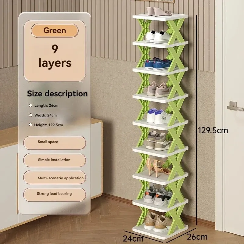 Multi-layer Space-saving Dormitory Doorway Simple Slipper Rack Foldable Plastic Storage Shoe Cabinet No-drilling Dustproof