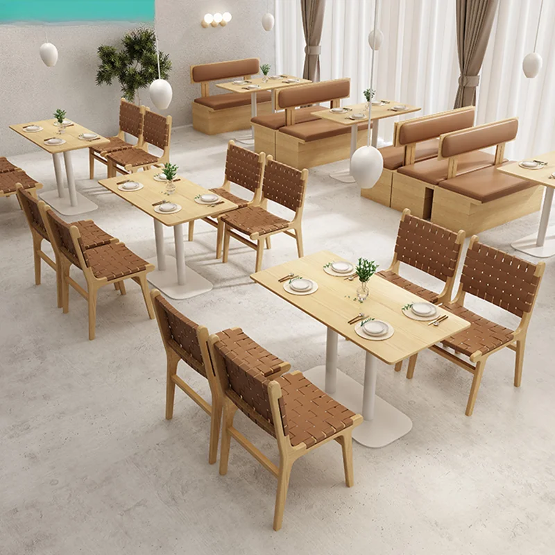 Modern  restaurant coffee shop  chairs and tables set Custom Design  fast food bench seating booth