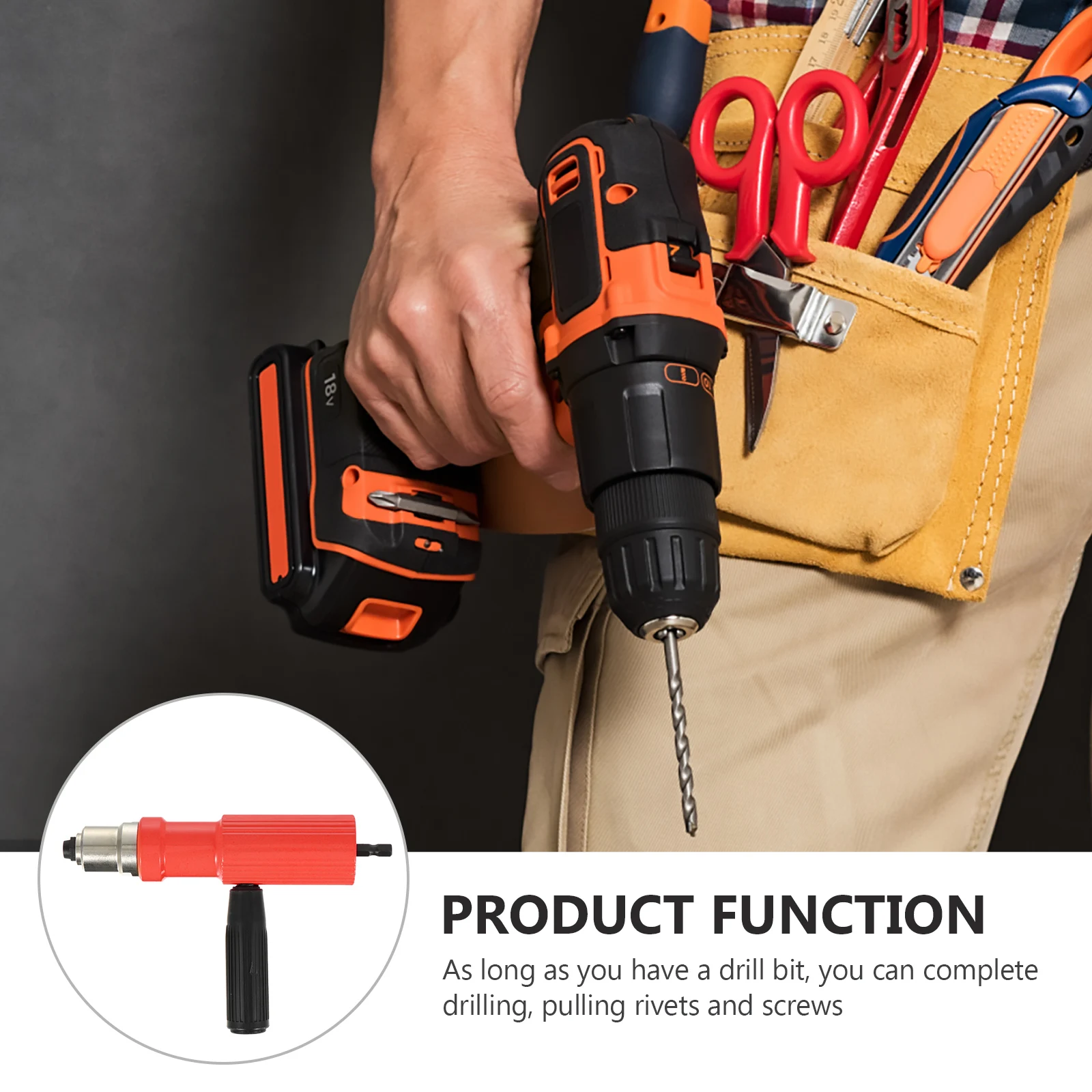 Cordless Electric Rivet Gun Alloy Steel Drill Adapter Riveting Tool For Door Window Automotive Aviation Low Noise Efficient