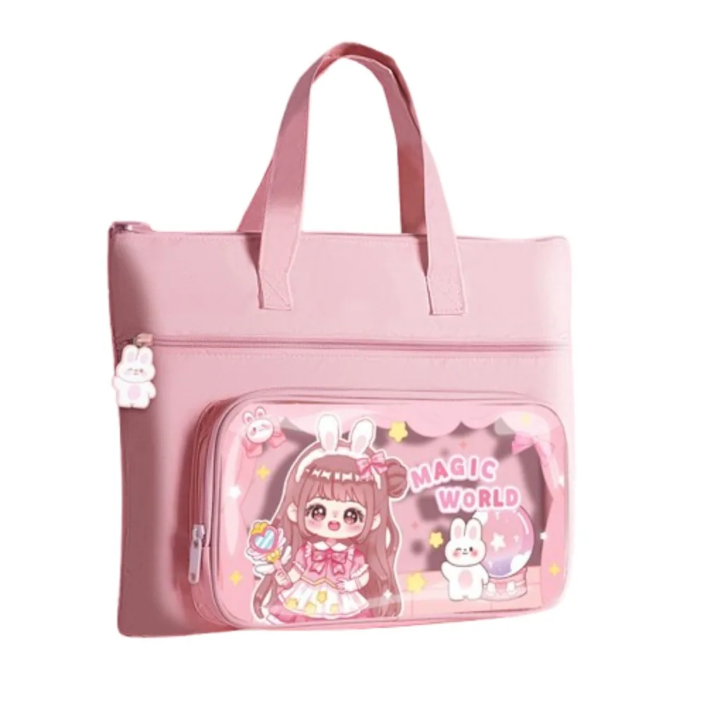 

Kawaii Capybara Tote, школьная сумка, ручной многослойный органайзер для файлов с героями мультфильмов, портативная сумка для хранения книг с милой пандой, обратно в школу