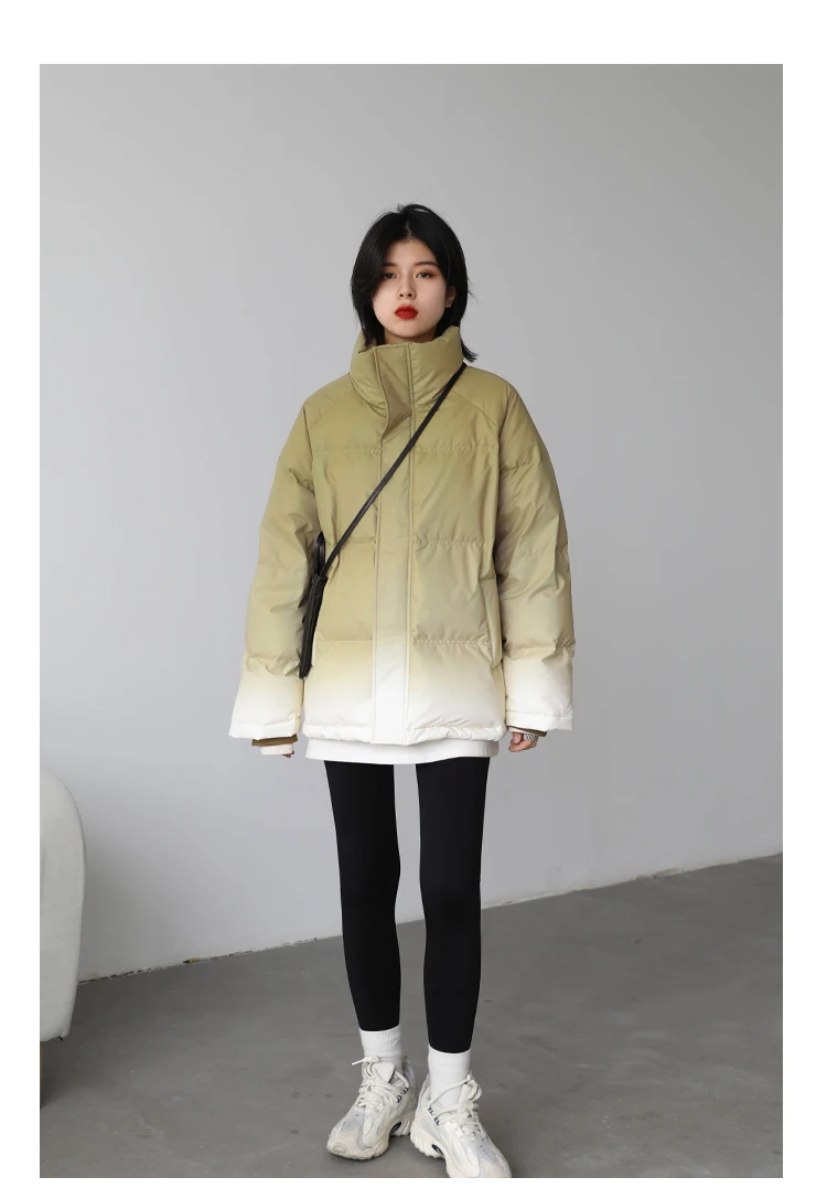 CHIC VEN Women's Down Coat Reflective Gradient Thickened Women Bread Coats 90 White Duck Down Jacket Warm Overcoat Winter 2024
