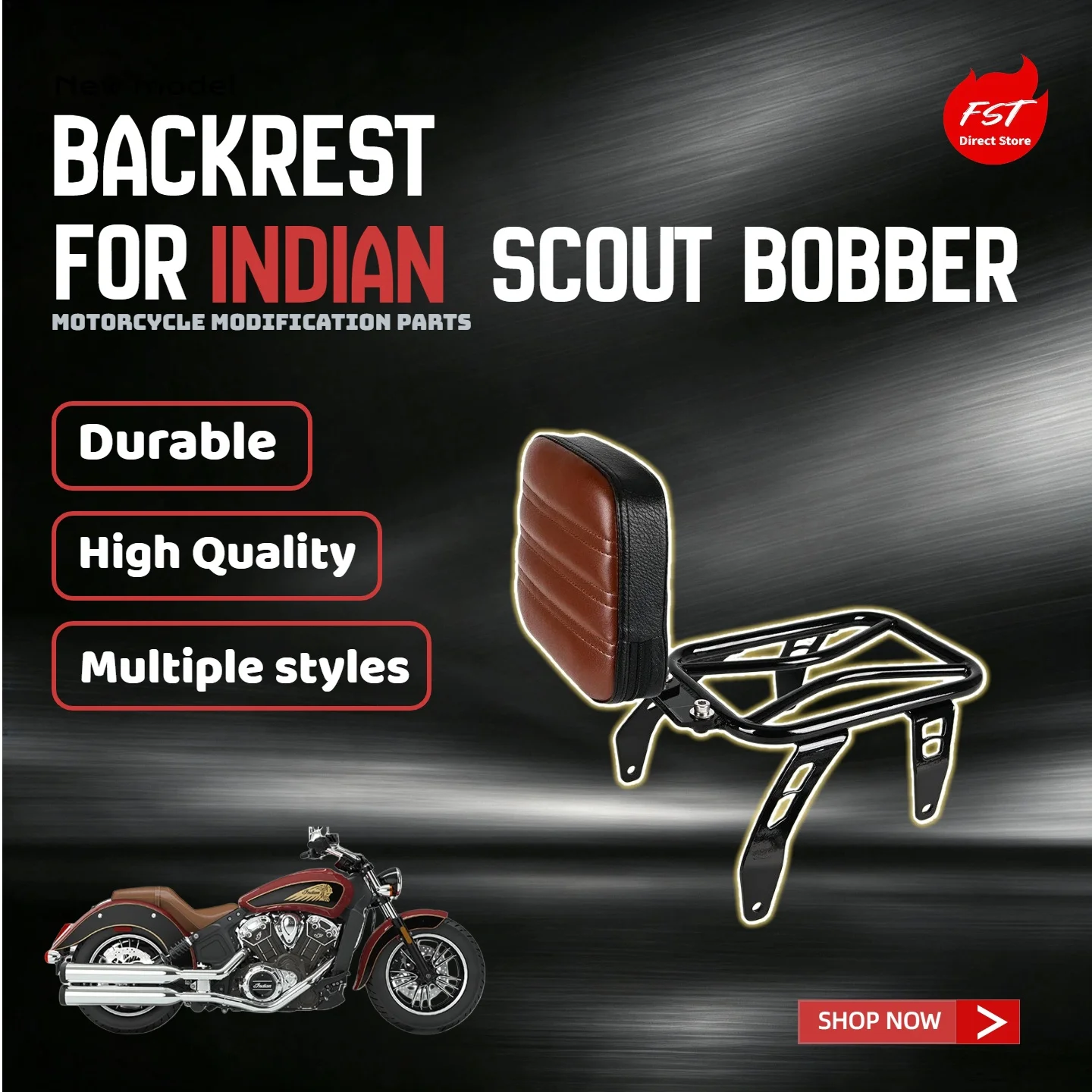 For Indian Scout Bobber Passenger Backrest With Rear Luggage Rack Motorcycle Modified Accessories