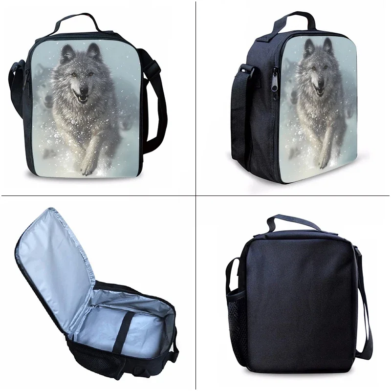 مجموعة حقائب ظهر مكونة من ثلاث قطع من Animal Wolf King للأولاد والبنات، أفضل الهدايا، حقيبة ظهر مدرسية كرتونية ثلاثية الأبعاد للأطفال