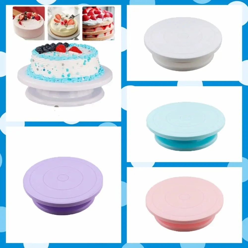 

Round Plastic Cake Rotary Table Anti-skid Rotate Flexibly Revolving Cake Turntable Stable Cake Stand Rotating Cookie