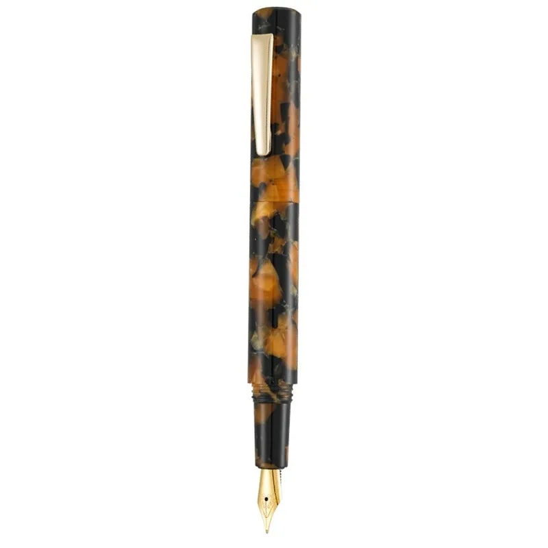

New-HIGHTIDE Japan Pocket Fountain Pen Acrylic Orange Resin Body JOWO Nib F Business Stationery Office Supplies Writing Smooth