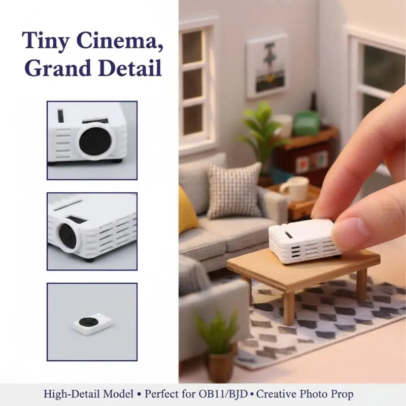 Miniature Simulation Projector Ornaments With Remote Controller 1/12 Dollhouse Mini Projector Model Micro Scene Decoration Toys